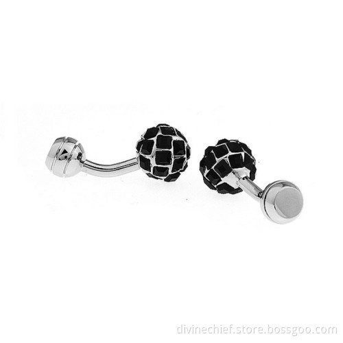Wholesale Custom Round Shape Black Crystal Cufflinks For Man's Suit Shirt